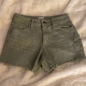 Denim green shorts